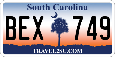SC license plate BEX749