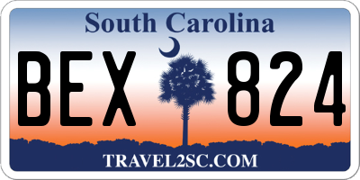 SC license plate BEX824