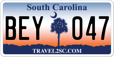 SC license plate BEY047