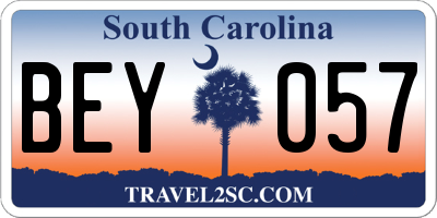 SC license plate BEY057