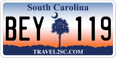 SC license plate BEY119