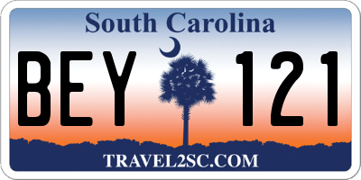 SC license plate BEY121