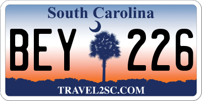 SC license plate BEY226