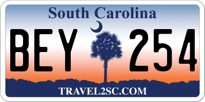 SC license plate BEY254