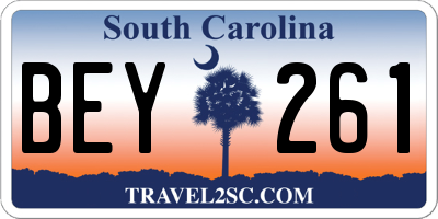 SC license plate BEY261