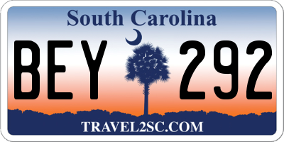 SC license plate BEY292