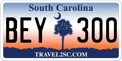 SC license plate BEY300