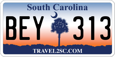 SC license plate BEY313