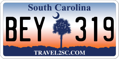 SC license plate BEY319