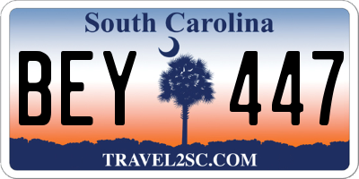 SC license plate BEY447