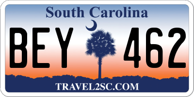 SC license plate BEY462