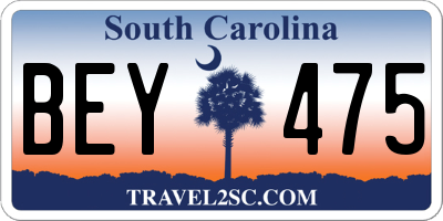 SC license plate BEY475
