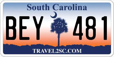 SC license plate BEY481
