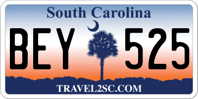 SC license plate BEY525