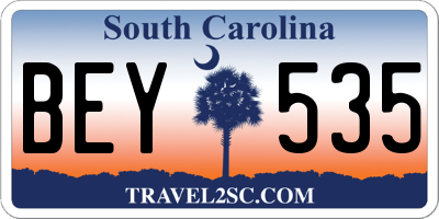 SC license plate BEY535