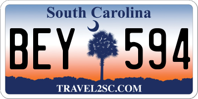 SC license plate BEY594