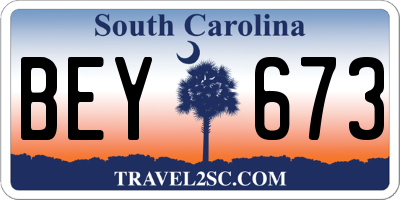 SC license plate BEY673