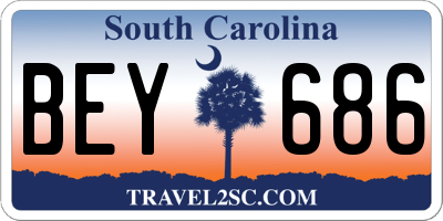 SC license plate BEY686