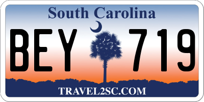 SC license plate BEY719