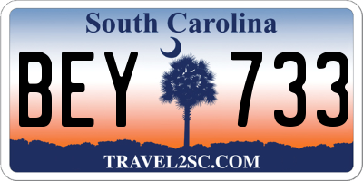 SC license plate BEY733