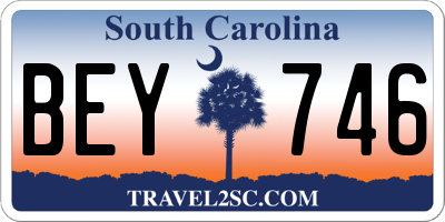 SC license plate BEY746