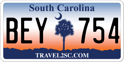 SC license plate BEY754