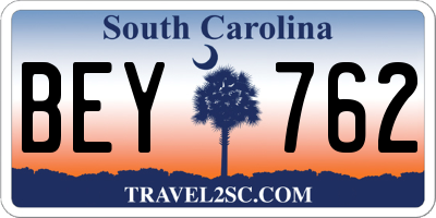 SC license plate BEY762