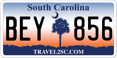 SC license plate BEY856