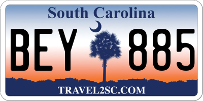 SC license plate BEY885