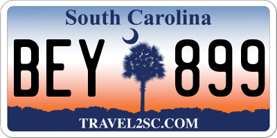 SC license plate BEY899