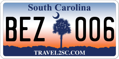 SC license plate BEZ006