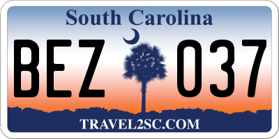 SC license plate BEZ037