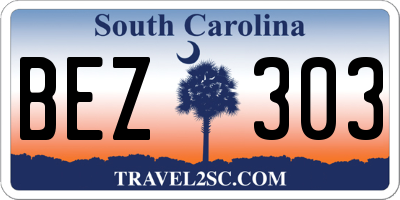 SC license plate BEZ303