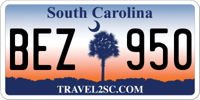 SC license plate BEZ950
