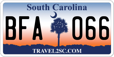 SC license plate BFA066
