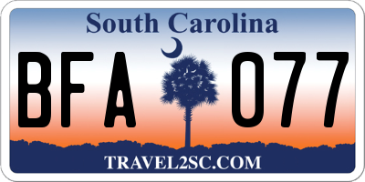 SC license plate BFA077