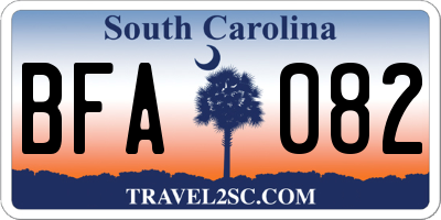 SC license plate BFA082