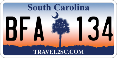 SC license plate BFA134
