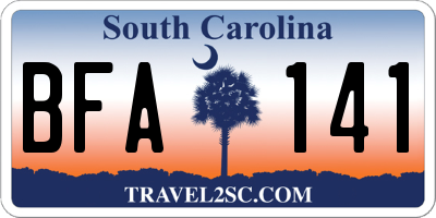 SC license plate BFA141