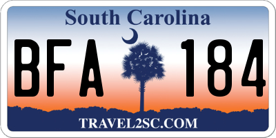 SC license plate BFA184
