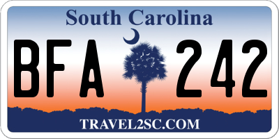 SC license plate BFA242