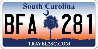SC license plate BFA281