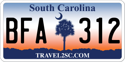 SC license plate BFA312
