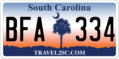 SC license plate BFA334