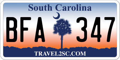 SC license plate BFA347