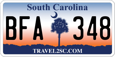 SC license plate BFA348