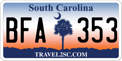 SC license plate BFA353