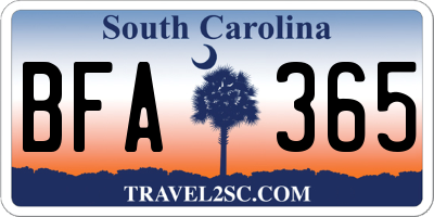 SC license plate BFA365