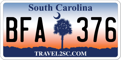 SC license plate BFA376