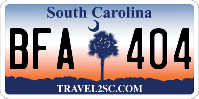 SC license plate BFA404